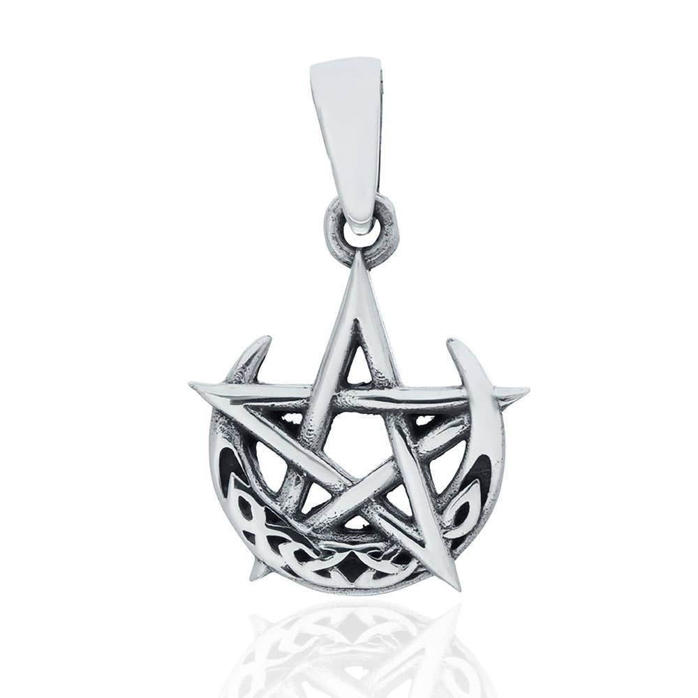 Celtic Night - Pendant Moon Pentacle: Sterling Silver