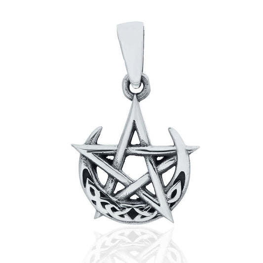 Celtic Night - Pendant Moon Pentacle: Sterling Silver